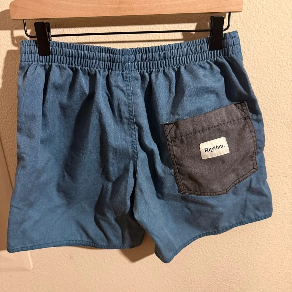 Rhythm Swim Trunks Elastic Waist Boardshorts Blue Size 30